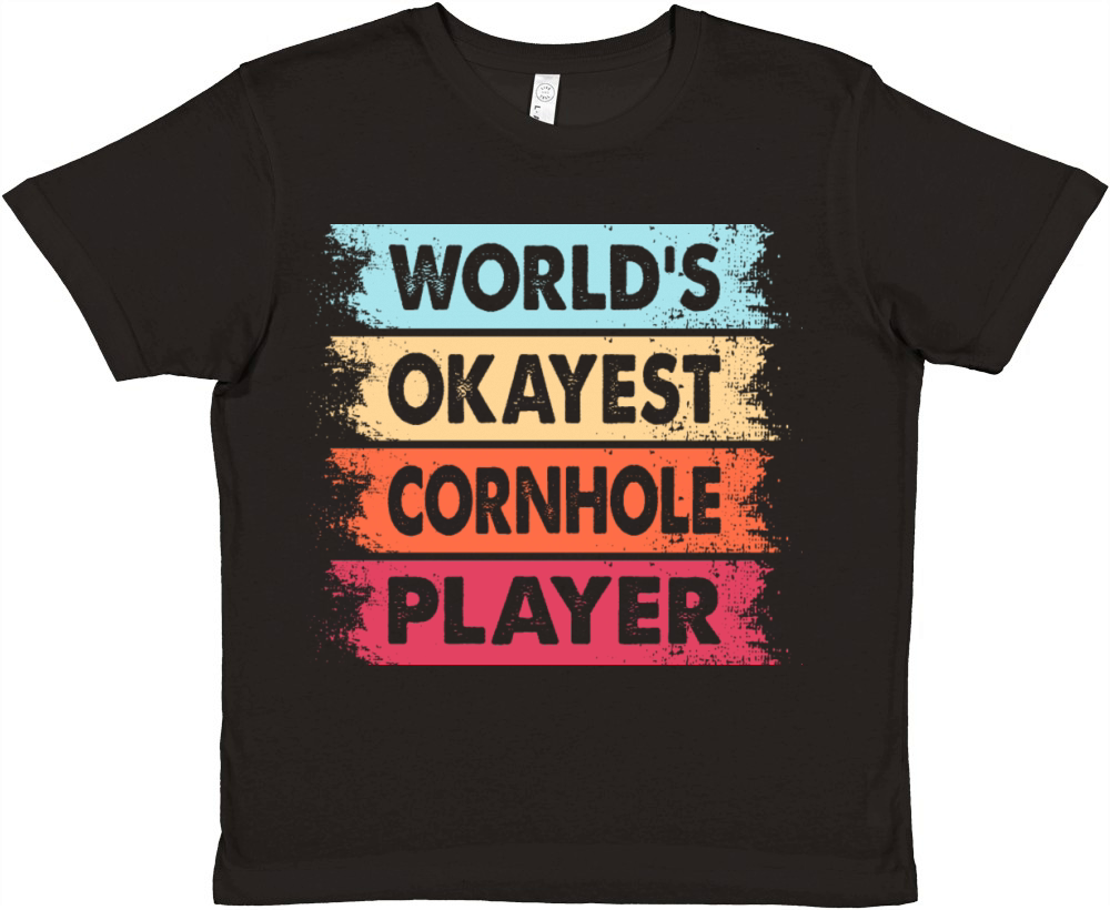 World s Okayest Cornhole Player Premium Kids Crewneck T-shirt