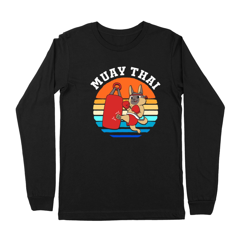 Retro Vintage 80s MMA Kickboxing Muay Thai Dog Premium Long Sleeve