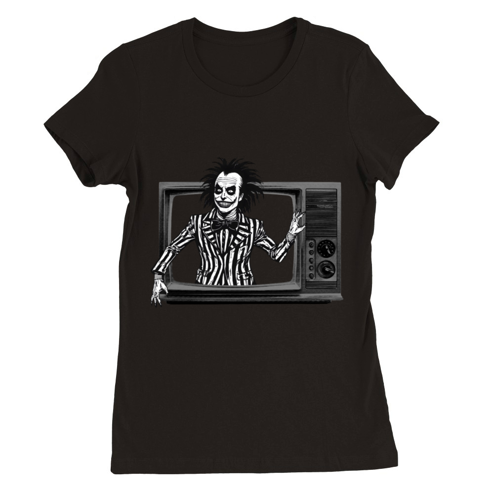 Horror Clown is Coming Out Of Television Premium Womens Crewneck T-shirt