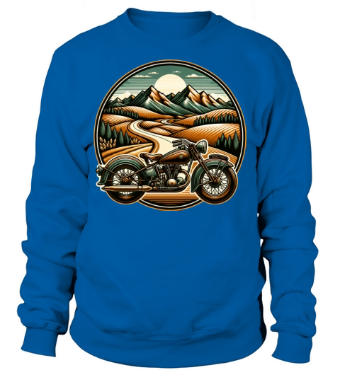 Vintage landscape and classic motorcycle Sweatshirt Unisex
