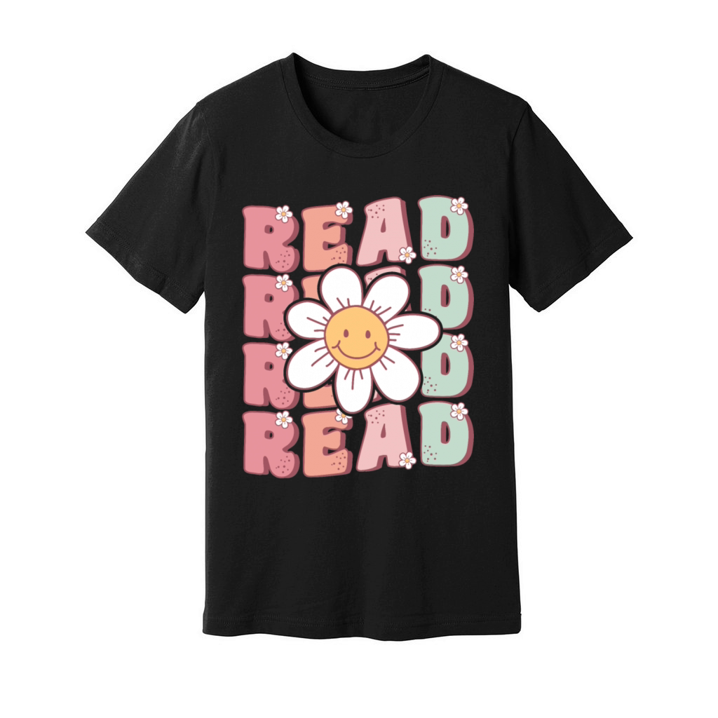 Groovy Book Reader Cute Daisy Flower Book Lover Unisex Jersey Tee