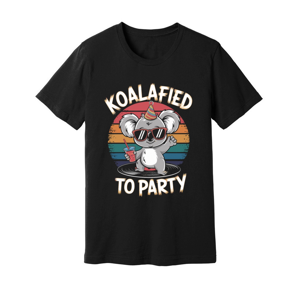 Koalafied To Party Retro Koala With Drink Unisex Jersey Tee