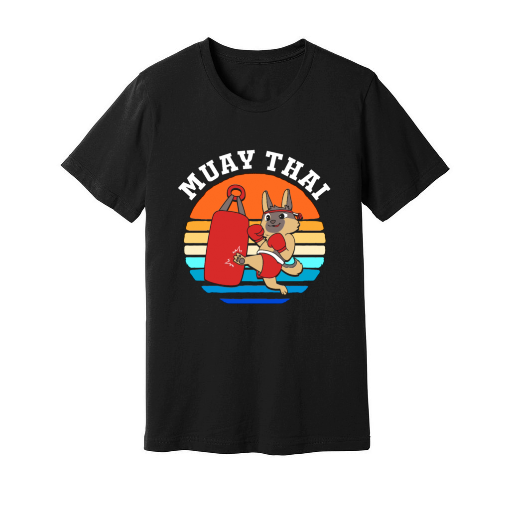 Retro Vintage 80s MMA Kickboxing Muay Thai Dog Unisex Jersey Tee