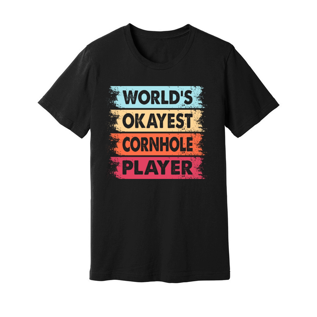 World s Okayest Cornhole Player Unisex Jersey Tee