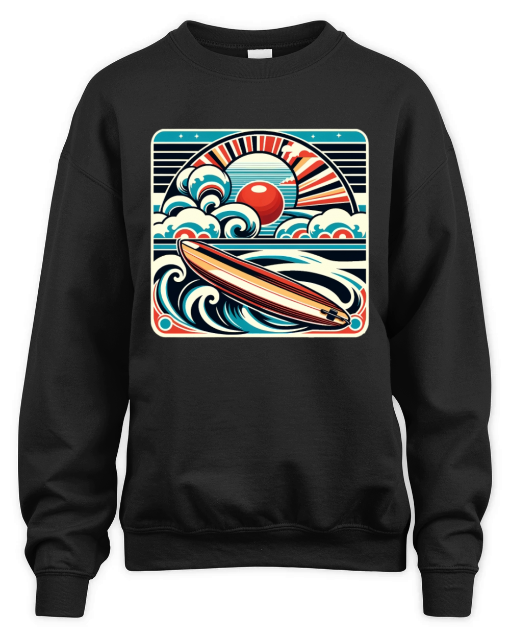 Surfers Retro Surfboard Vintage Surf Oceans Unisex Premium Crewneck Sweatshirt