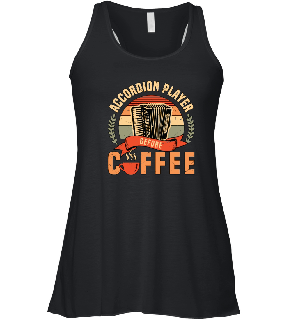 Accordion Player Before Folk Music Coffee Lover Women's Flowy Tank Top