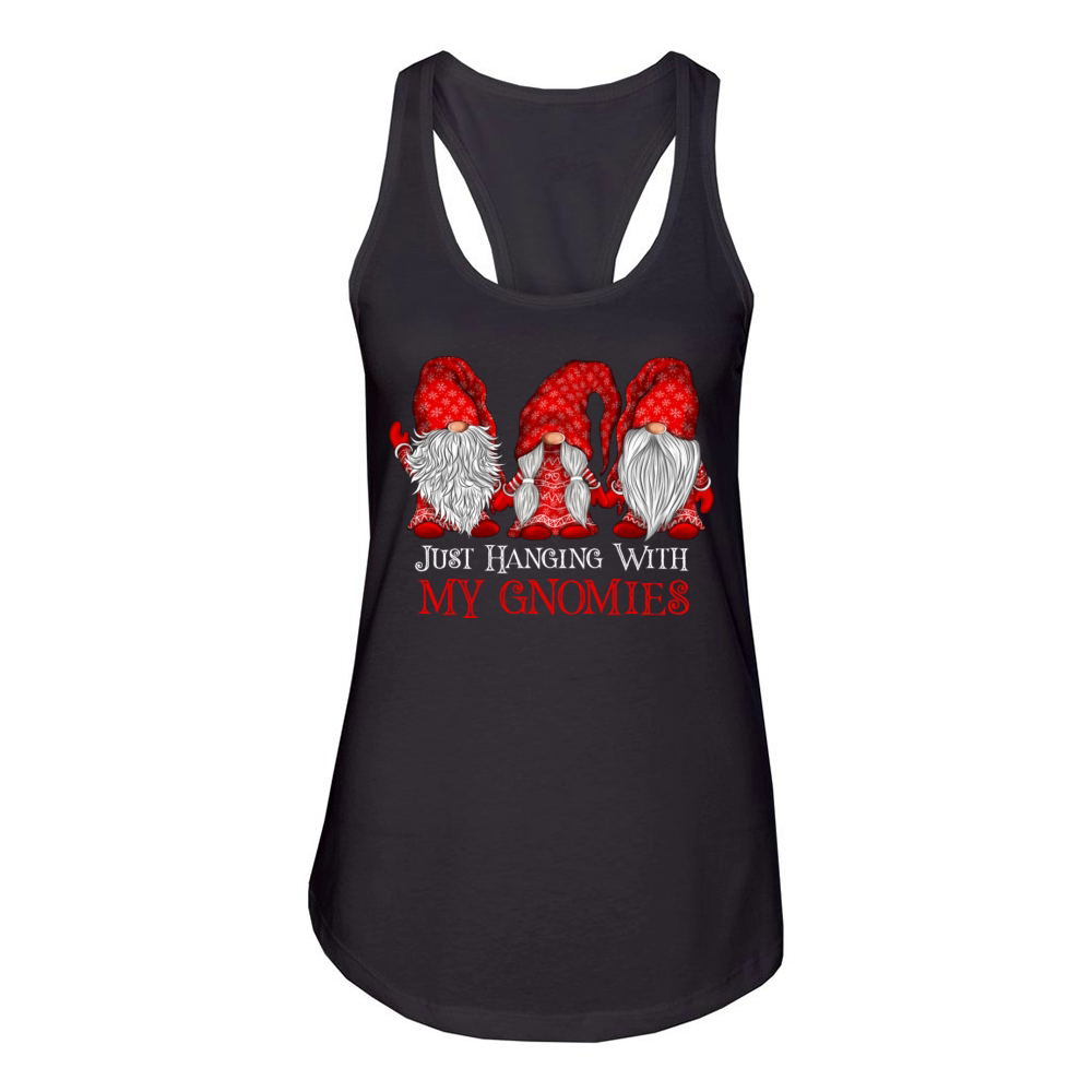Just Hanging With My Gnomies Cute Gnome Christmas Women's Racerback Tank