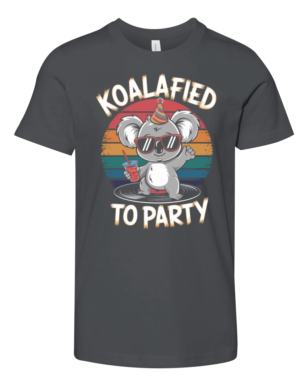 Koalafied To Party Retro Koala With Drink Youth Unisex Jersey Tee