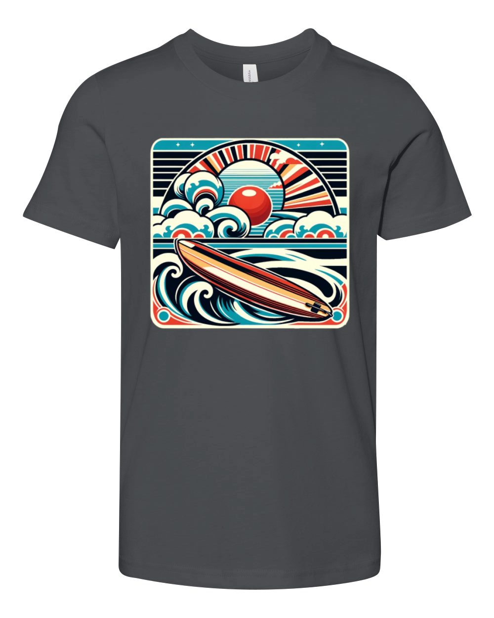 Surfers Retro Surfboard Vintage Surf Oceans Youth Unisex Jersey Tee