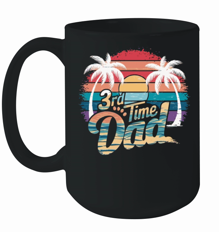 Vintage Retro Sunset 3rd Third Time Dad est 2024 Ceramic Mug