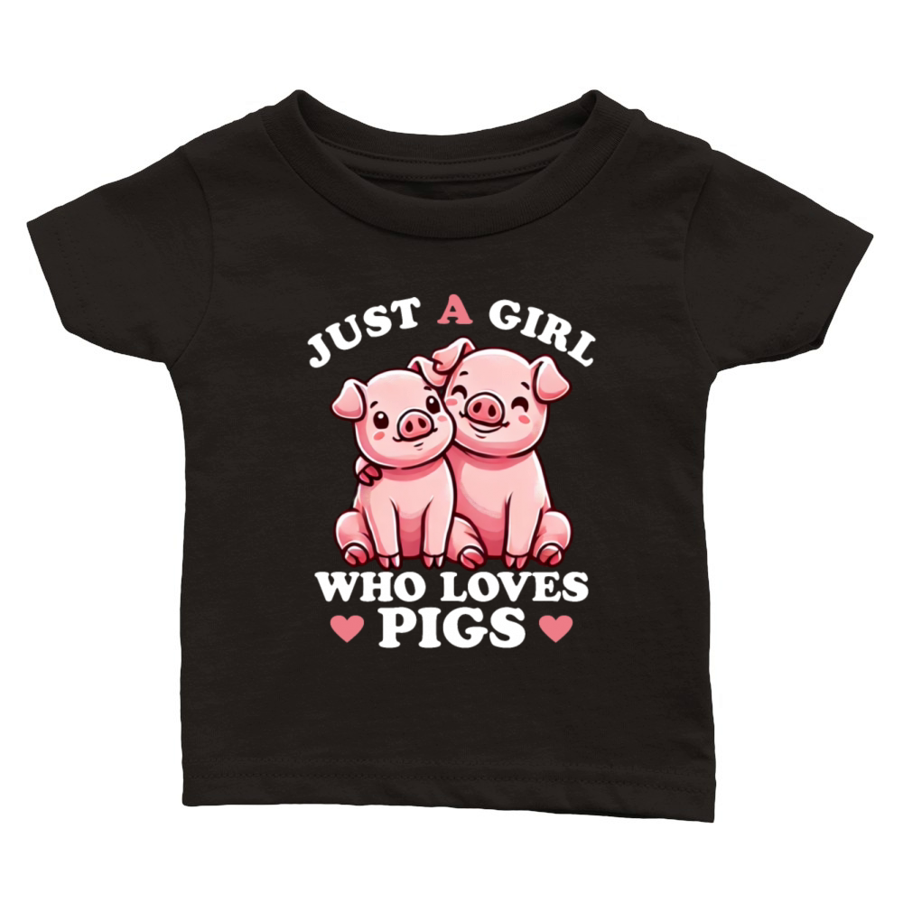 Just a Girl who Loves Pigs Women Piglet Lover Classic Baby Crewneck T-shirt