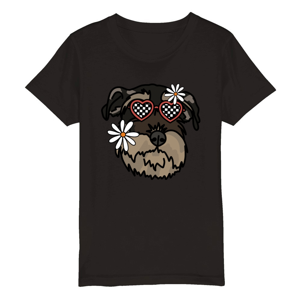 Schnauzer Retro Dog Organic Kids Crewneck T-shirt