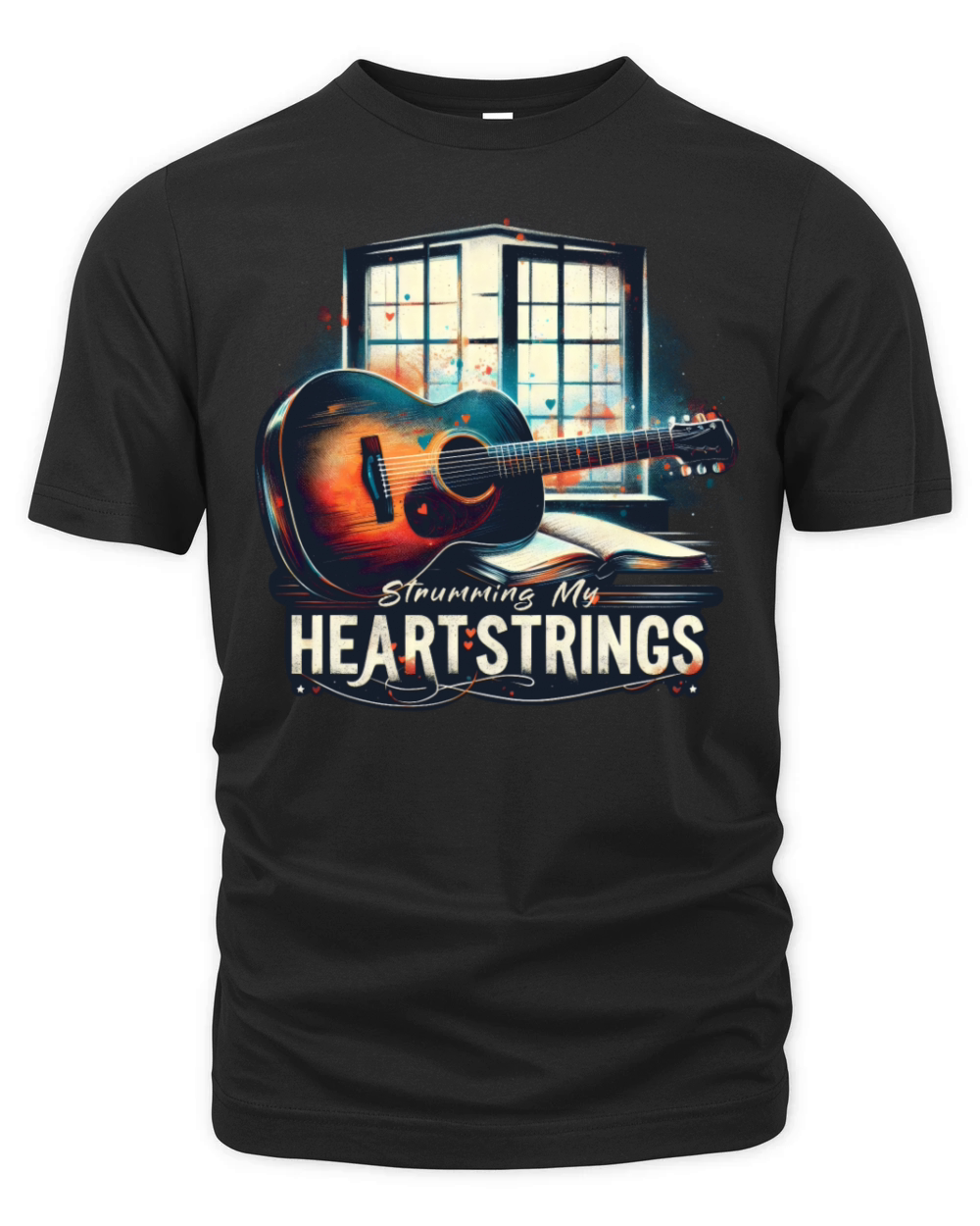 Strumming My Heartstrings Guitar Music Lover Songs Organic Unisex T-shirt