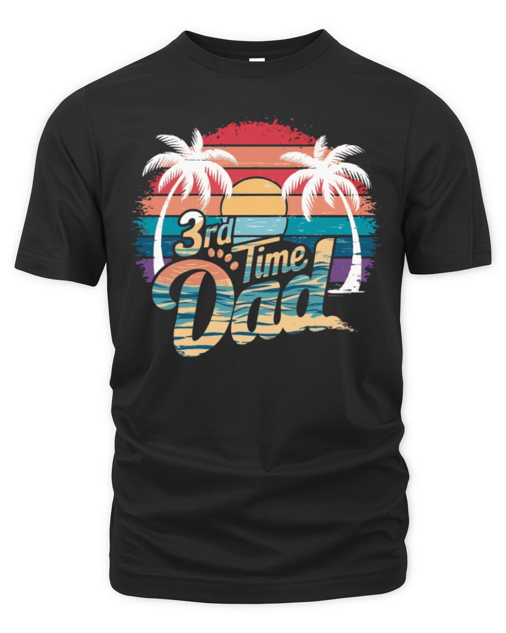 Vintage Retro Sunset 3rd Third Time Dad est 2024 Organic Unisex T-shirt