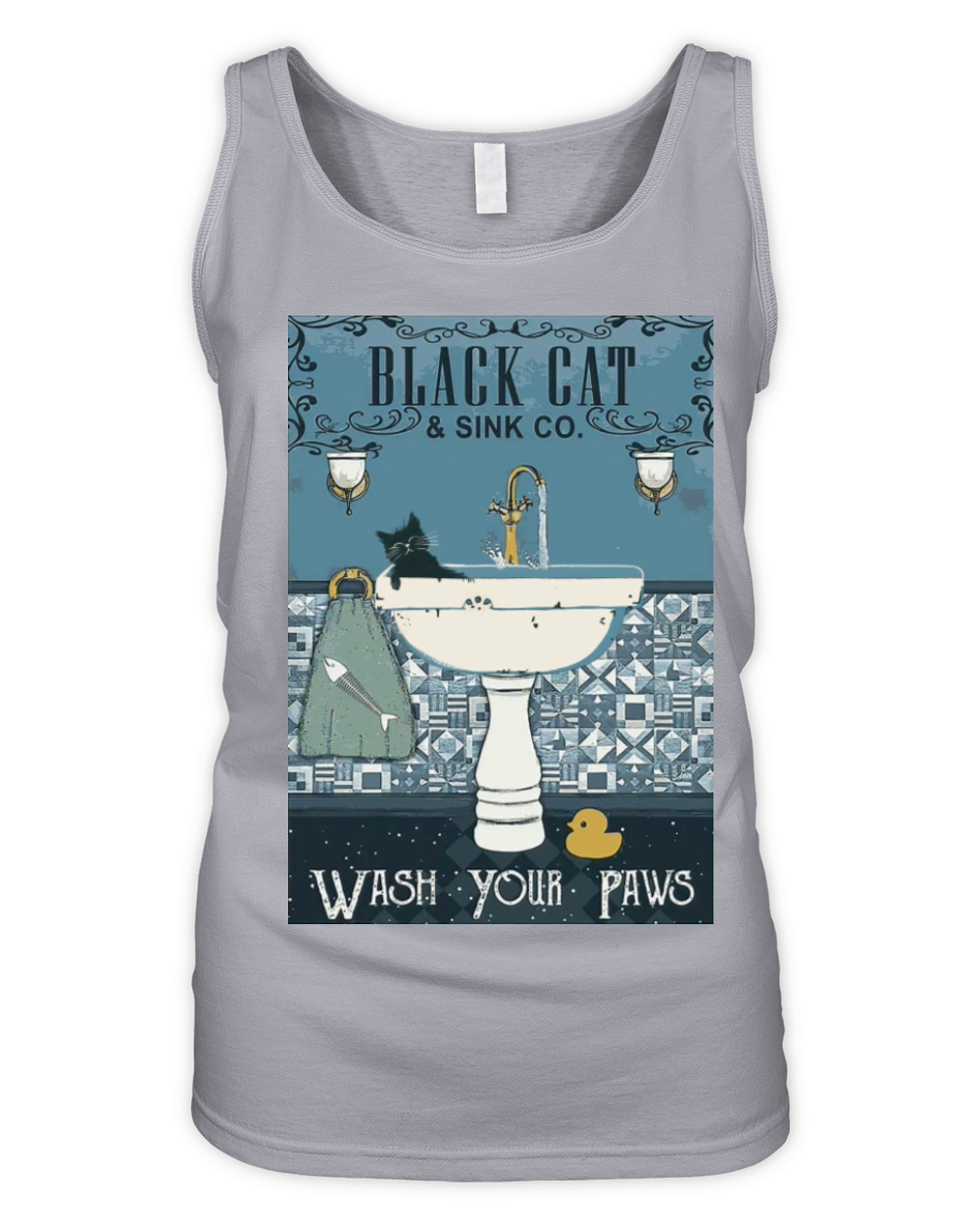 Black Cat Wash Your Paws and Sink CO Vintage Pet Organic Women's Tank Top
