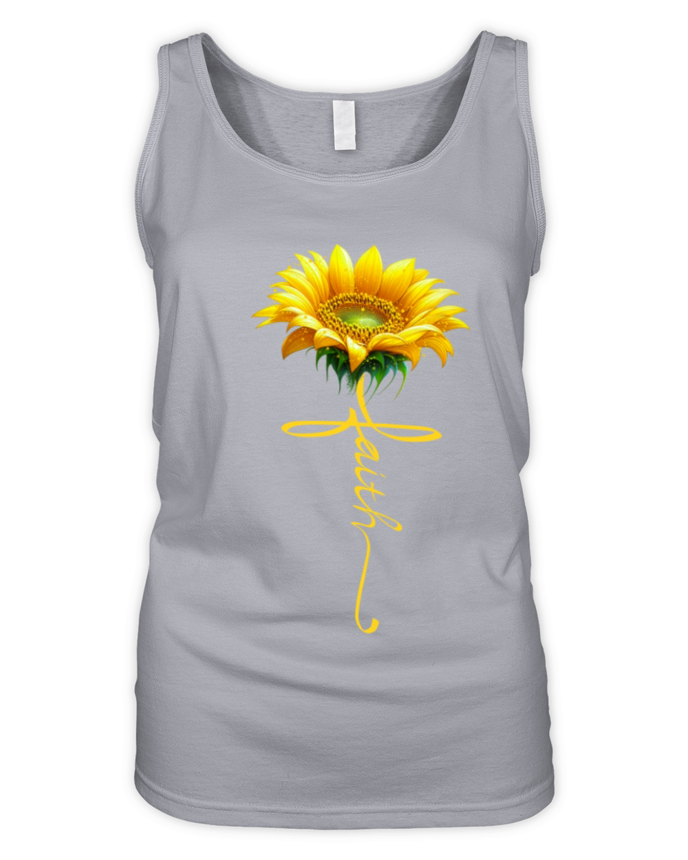 Faith Cross Sunflower Butterflies Flowers Organic Women's Tank Top