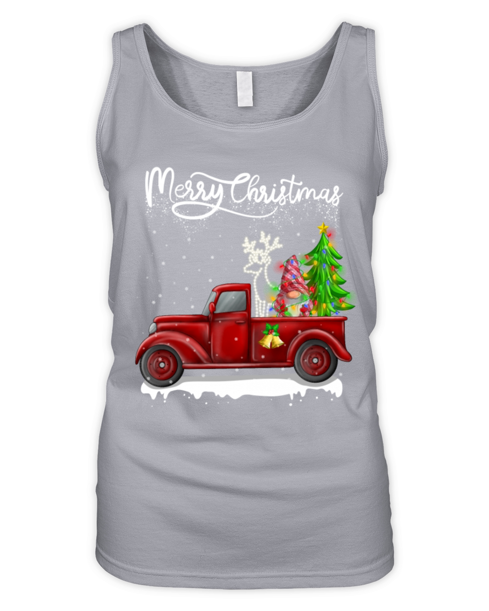 Merry Christmas Vintage Red Truck Gnome Organic Women's Tank Top