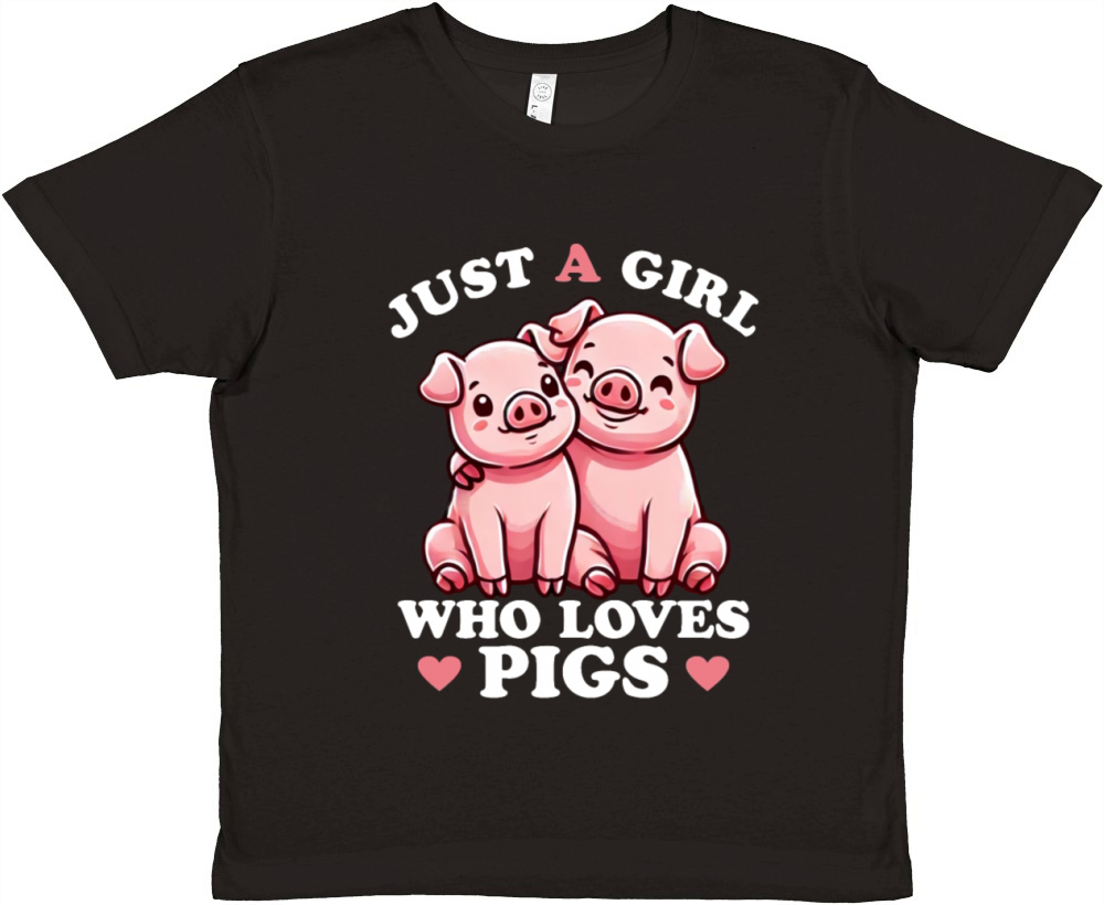 Just a Girl who Loves Pigs Women Piglet Lover Premium Kids Crewneck T-shirt