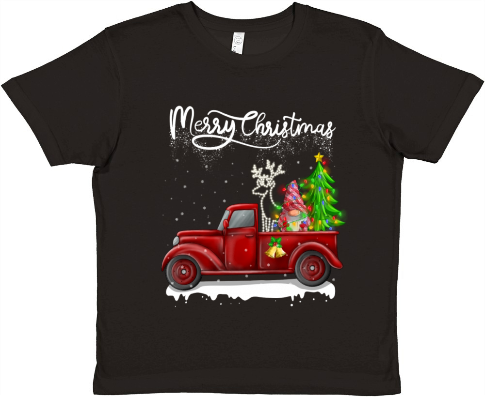 Merry Christmas Vintage Red Truck Gnome Premium Kids Crewneck T-shirt