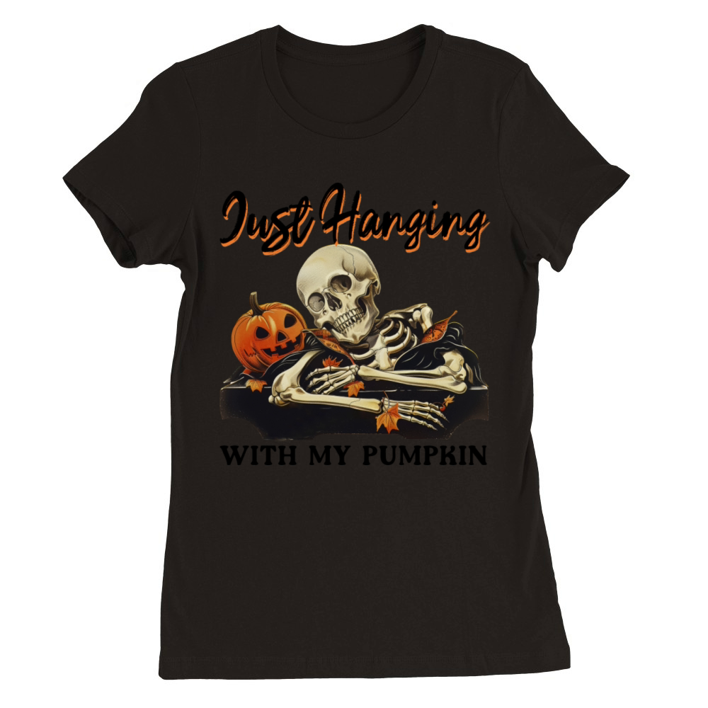 Just Hanging With My Pumpkin - Vintage Halloween Premium Womens Crewneck T-shirt