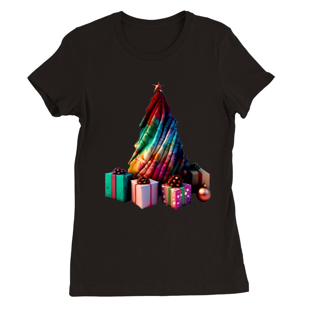 Tie-Dye Christmas Groovy 60s Vintage Retro Premium Womens Crewneck T-shirt