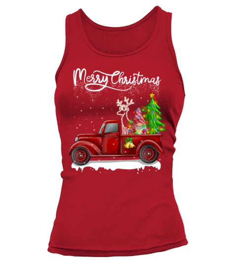 Merry Christmas Vintage Red Truck Gnome Tank top Woman