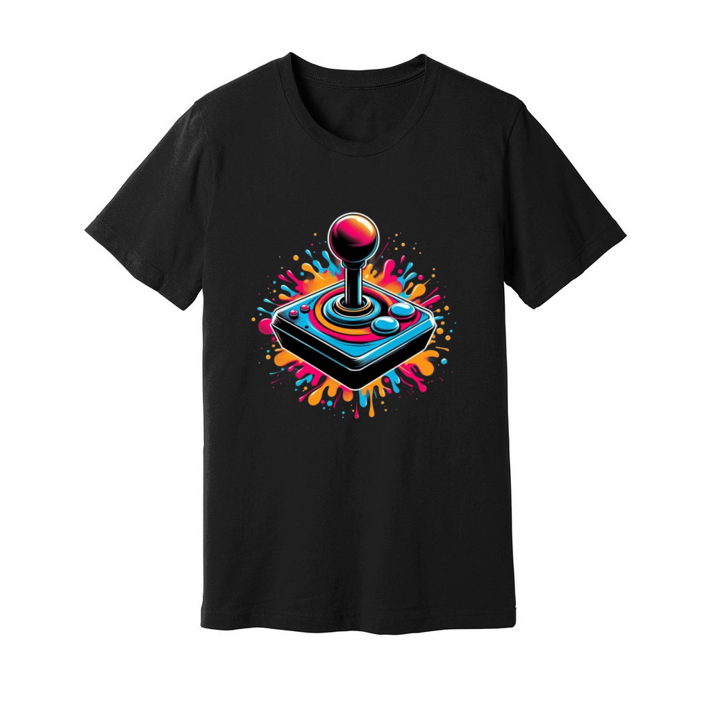 Retro Joystick Splash Vintage Gaming Design 1 Unisex Jersey Tee