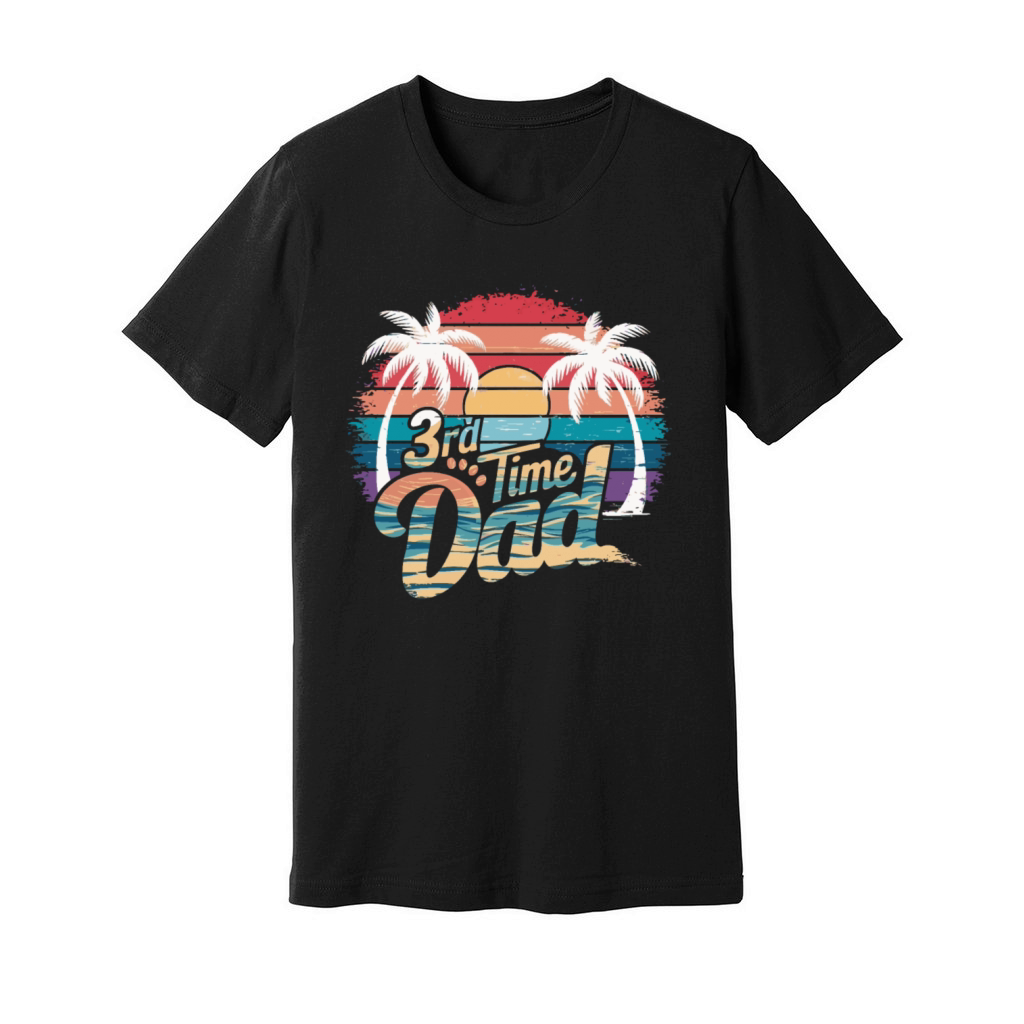 Vintage Retro Sunset 3rd Third Time Dad est 2024 Unisex Jersey Tee