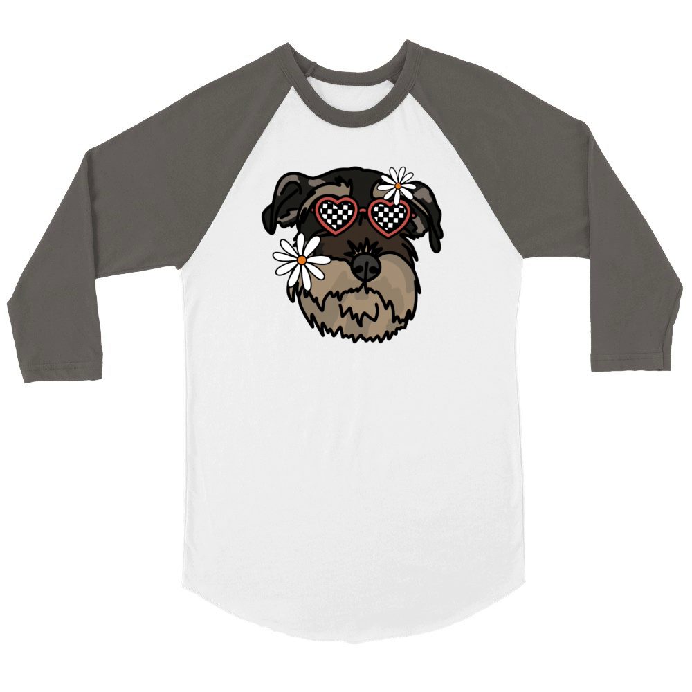 Schnauzer Retro Dog Unisex ¾ sleeve Raglan T-shirt