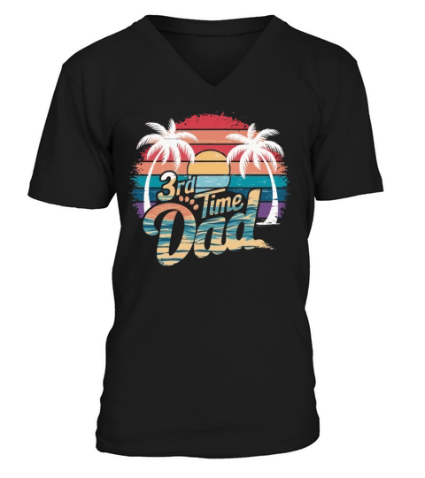 Vintage Retro Sunset 3rd Third Time Dad est 2024 V-Neck T-shirt