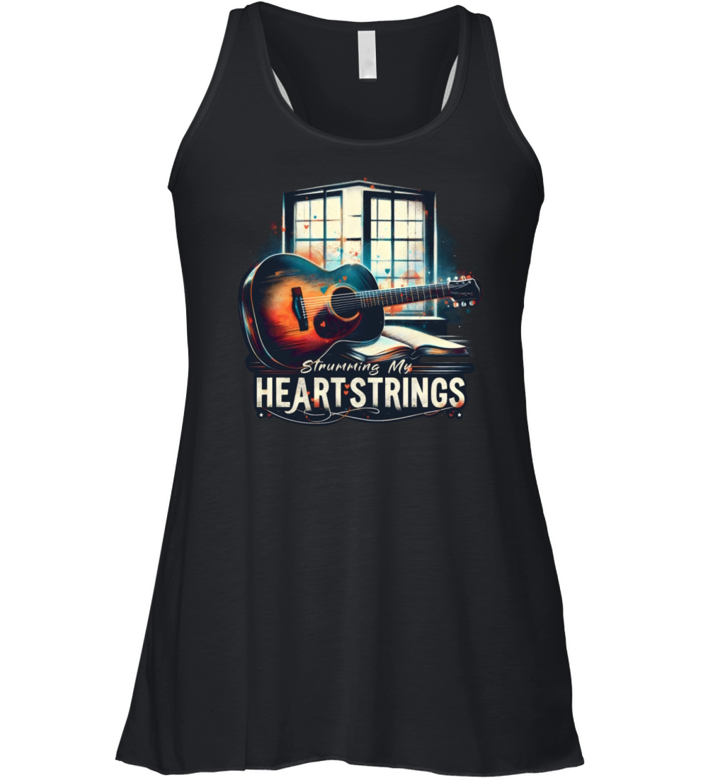 Strumming My Heartstrings Guitar Music Lover Songs Women's Flowy Tank Top