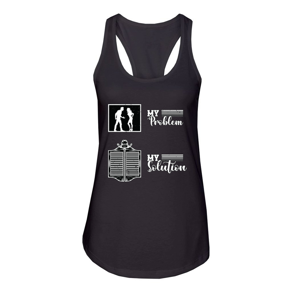 Cowboy Fashion My Problem My Pictogram Mom Dad Women's Racerback Tank