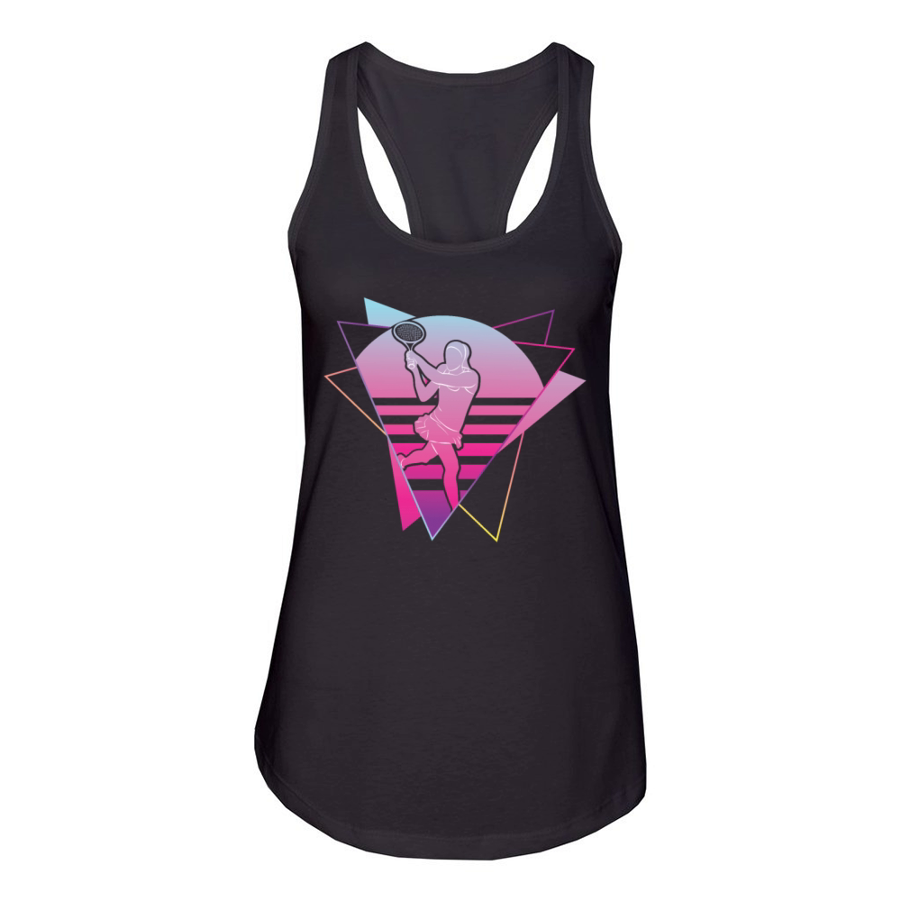Funny Tennis Player Racket 80s 90s Women's Racerback Tank