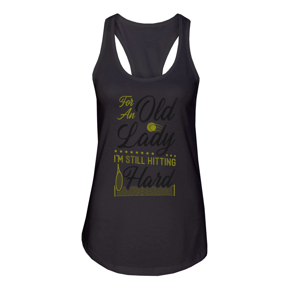 Funny Tennis Player Racket Grandma Women's Racerback Tank