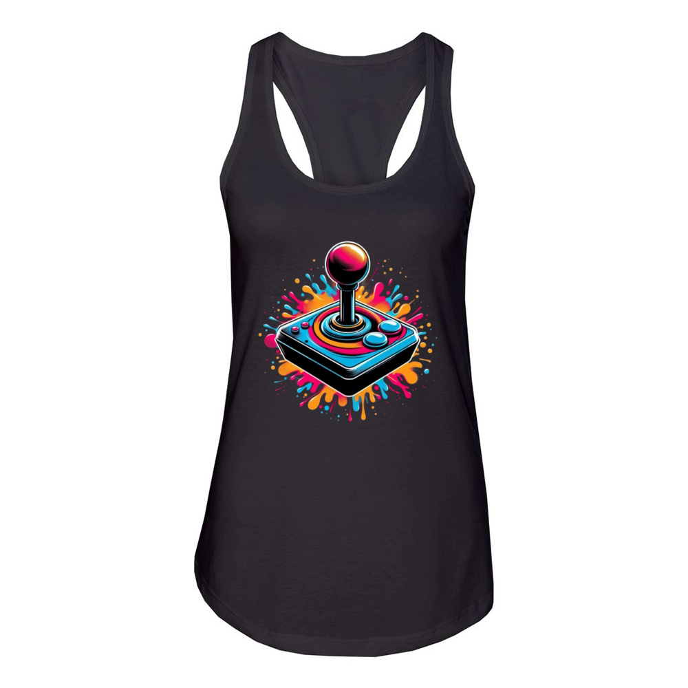 Retro Joystick Splash Vintage Gaming Design 1 Women's Racerback Tank