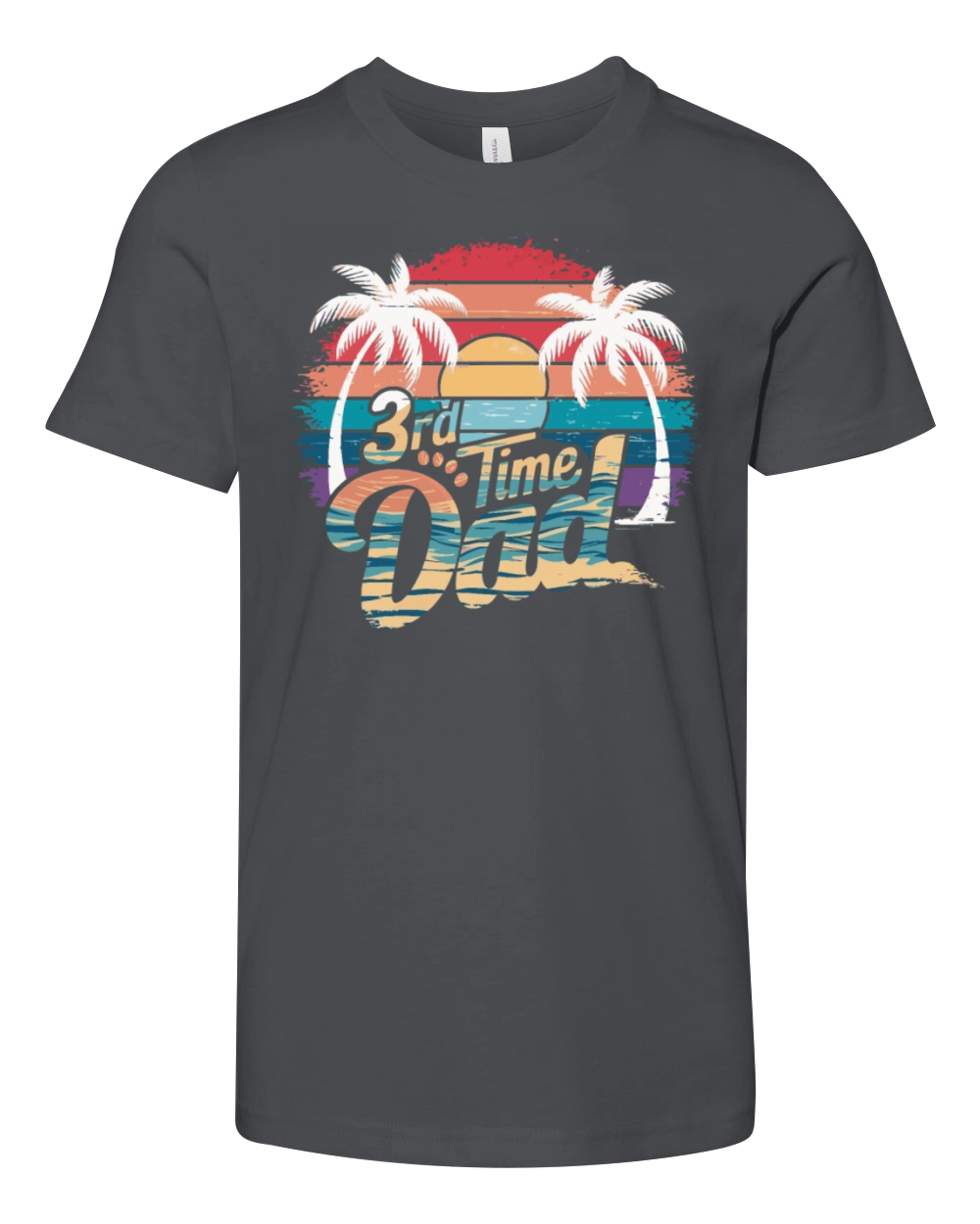 Vintage Retro Sunset 3rd Third Time Dad est 2024 Youth Unisex Jersey Tee