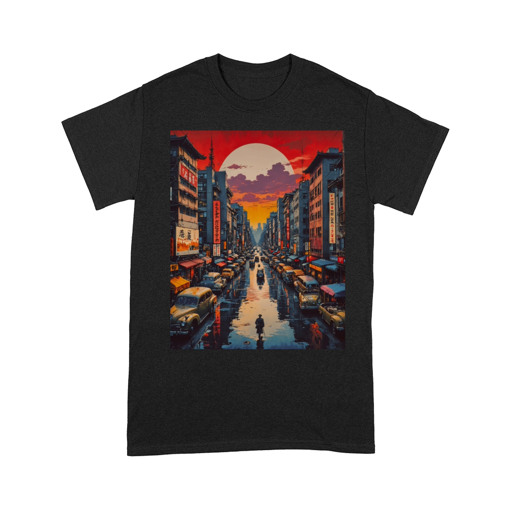 Twilight Reflections in Neon City Comfort T-shirt
