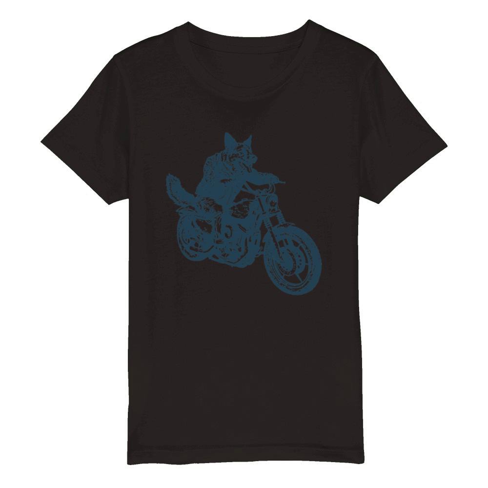 German Shepherd Biker Motorcycle Chopper Alsatian Organic Kids Crewneck T-shirt