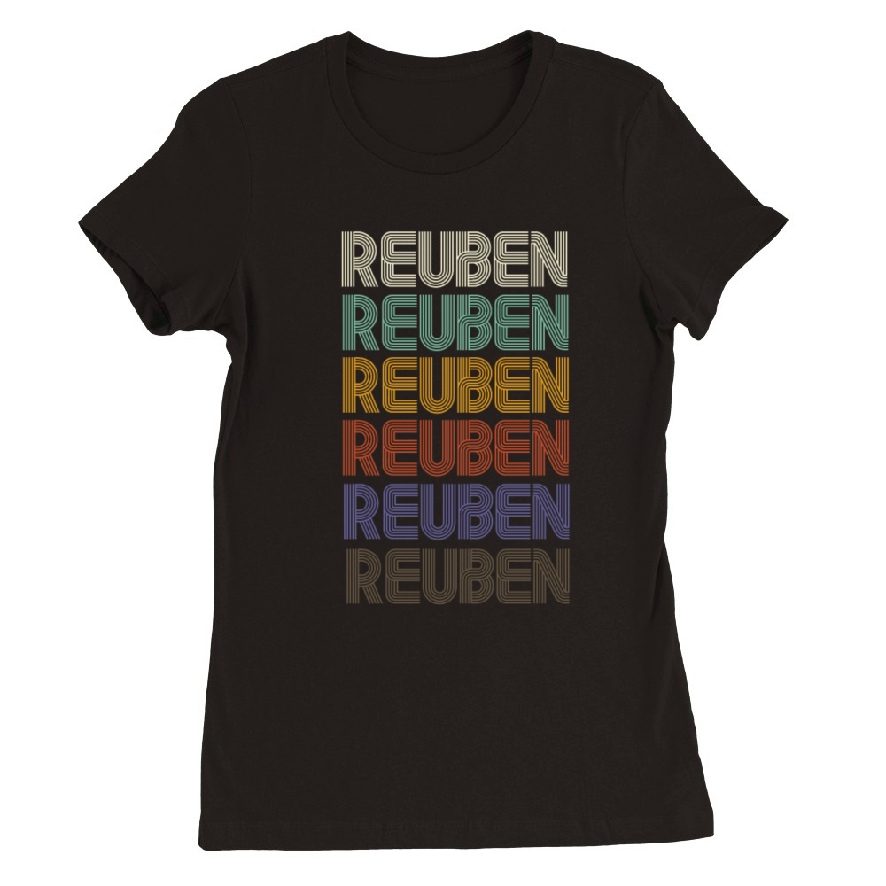 REUBEN First Name Retro Pattern Vintage Stylet Premium Womens Crewneck T-shirt