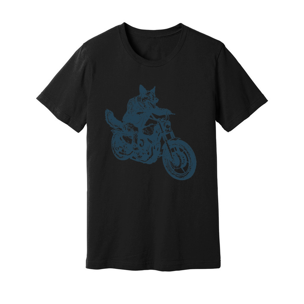 German Shepherd Biker Motorcycle Chopper Alsatian Unisex Jersey Tee