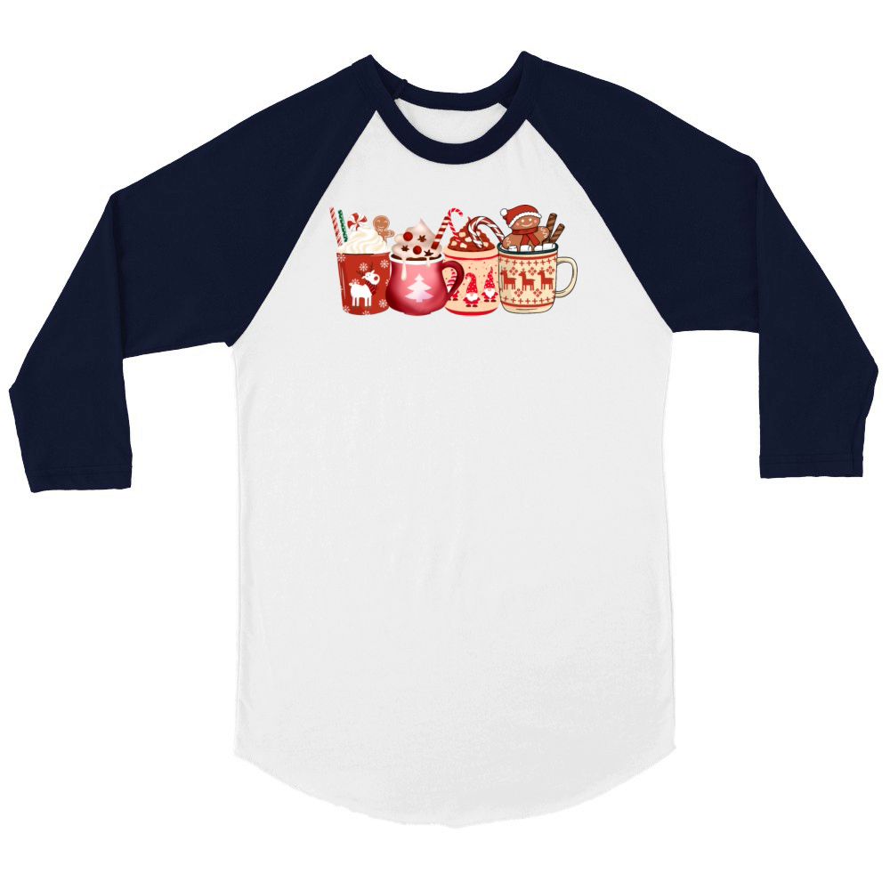 Christmas coffee mugs design Unisex ¾ sleeve Raglan T-shirt