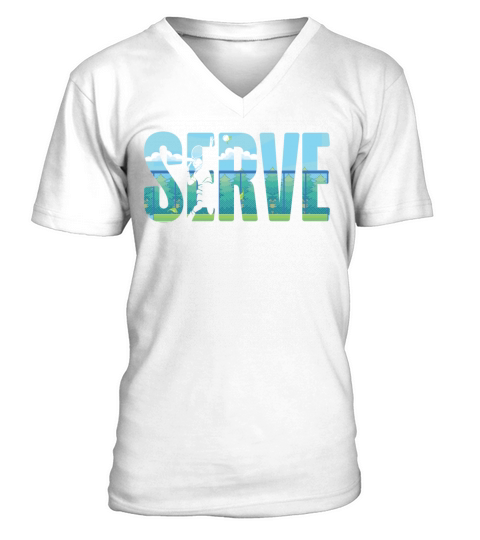 Funny Tennis Player Racket Serve V-Neck T-shirt