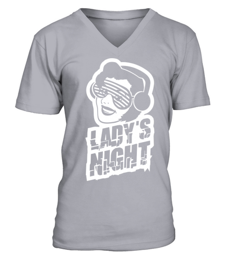 Ladys Night Retro DJ Woman Girls Ladies Evening V-Neck T-shirt