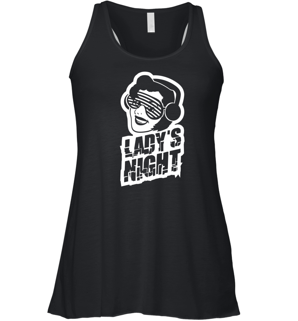 Ladys Night Retro DJ Woman Girls Ladies Evening Women's Flowy Tank Top