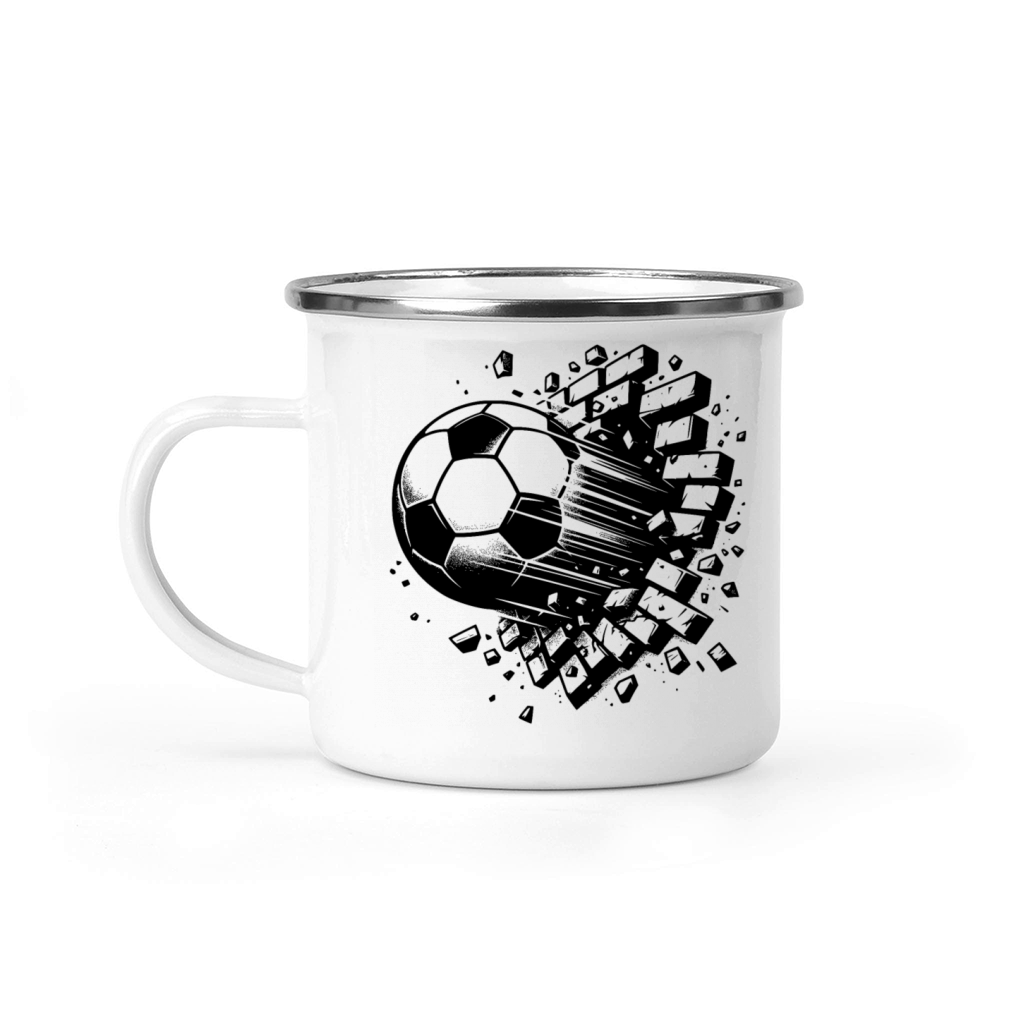 Firecracker Soccer Shot Breaks Through Brick Wall Camping Mug