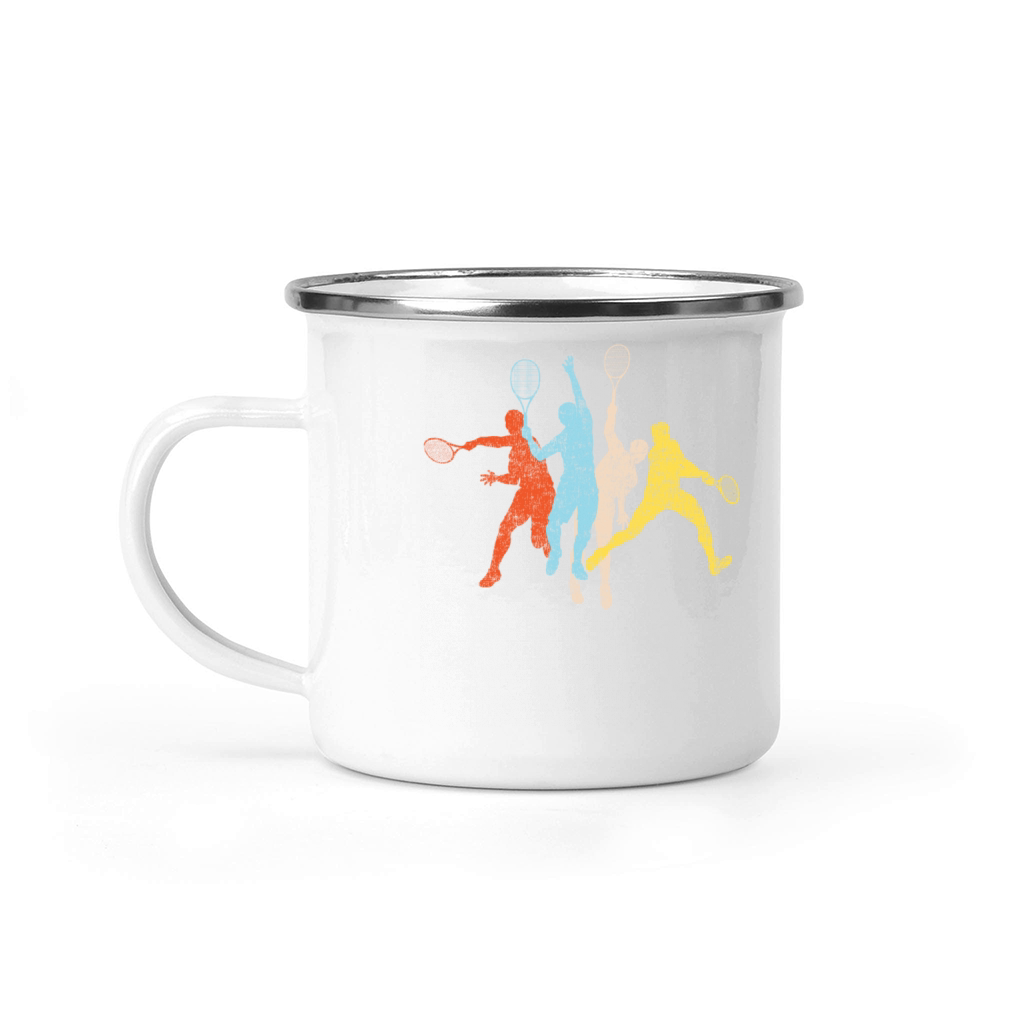 Funny Tennis Player Racket Retro Camping Mug