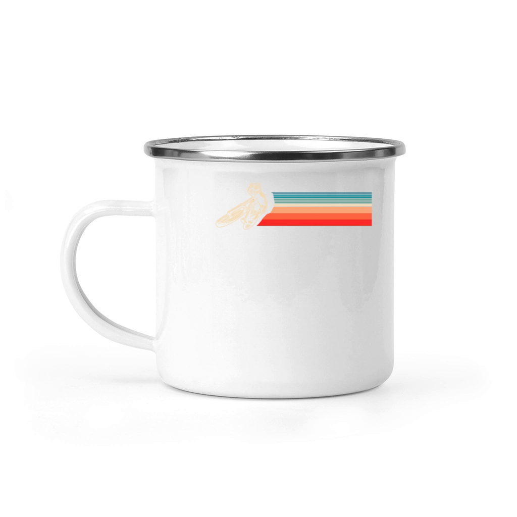 Vintage Motorcyclist With Retro Stripes Camping Mug