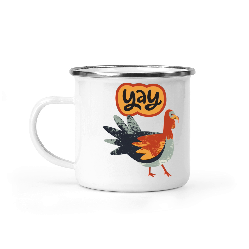 Yay Funny Turkey Illustration Print Camping Mug