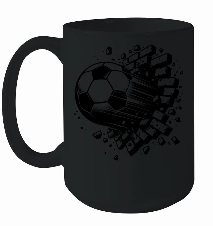 Firecracker Soccer Shot Breaks Through Brick Wall Ceramic Mug