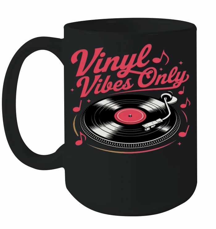Vinyl Vibes Only - Retro Record Player Design Ceramic Mug